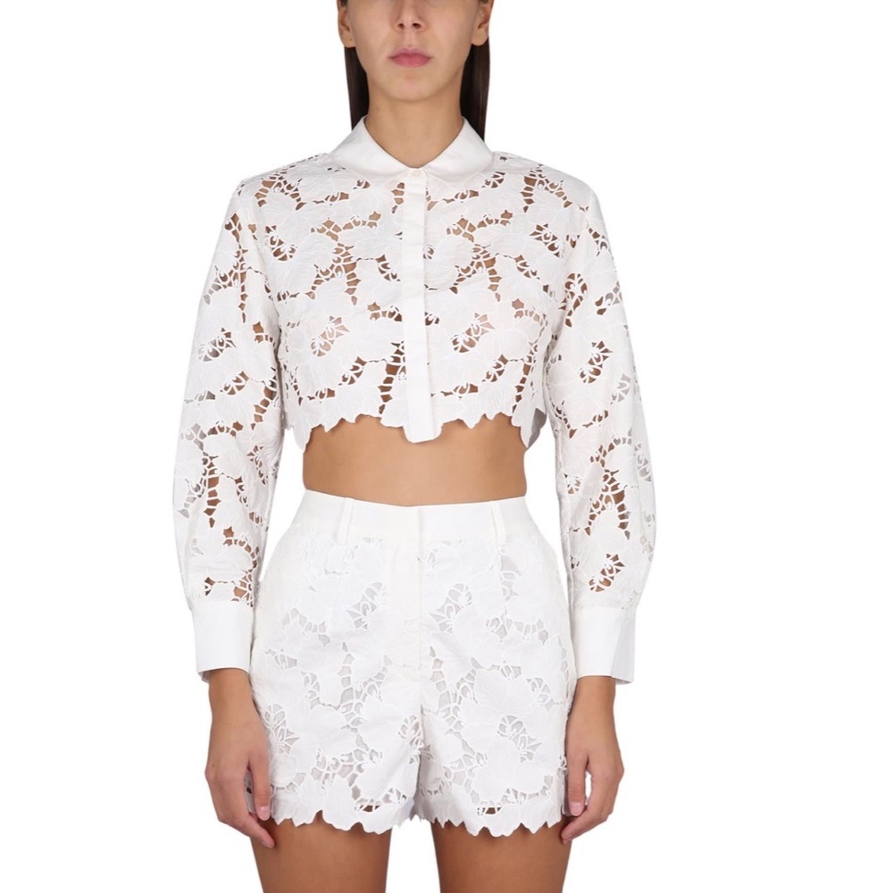 Self Portrait Cropped Lace Top